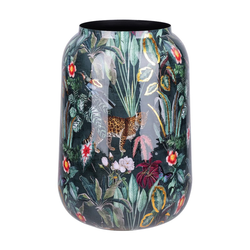 Donica dekoracyjna żelazna - wazon Tropic S 43 cm osłonka na doniczkę motywy dżungli