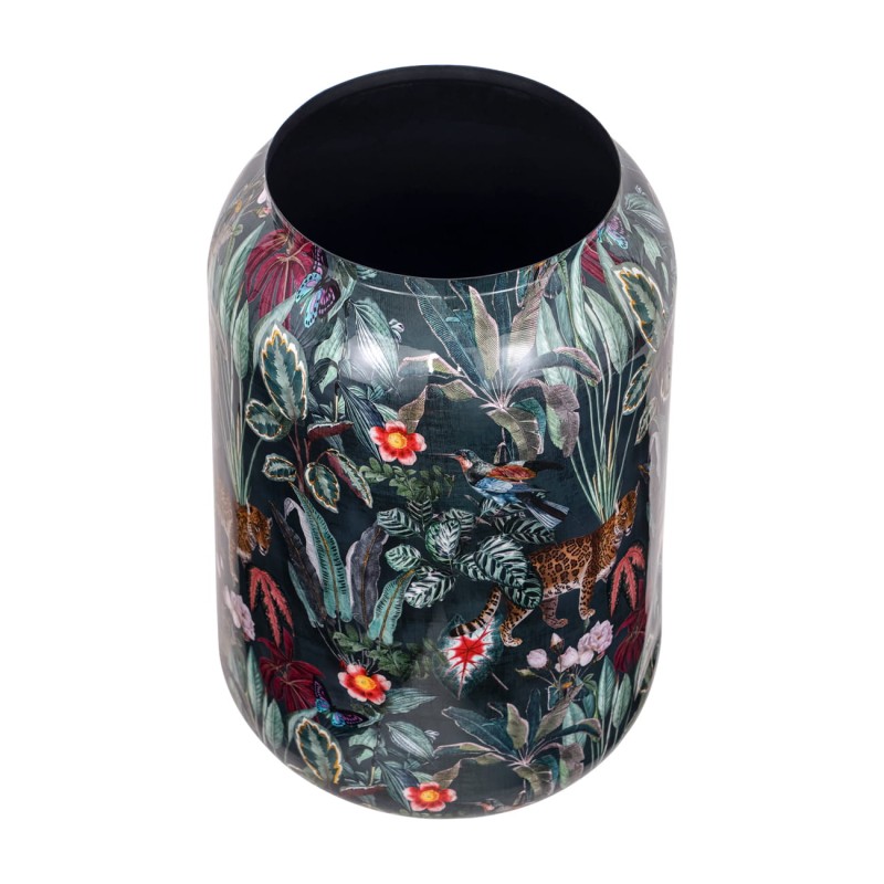 Donica dekoracyjna żelazna - wazon Tropic S 43 cm osłonka na doniczkę motywy dżungli