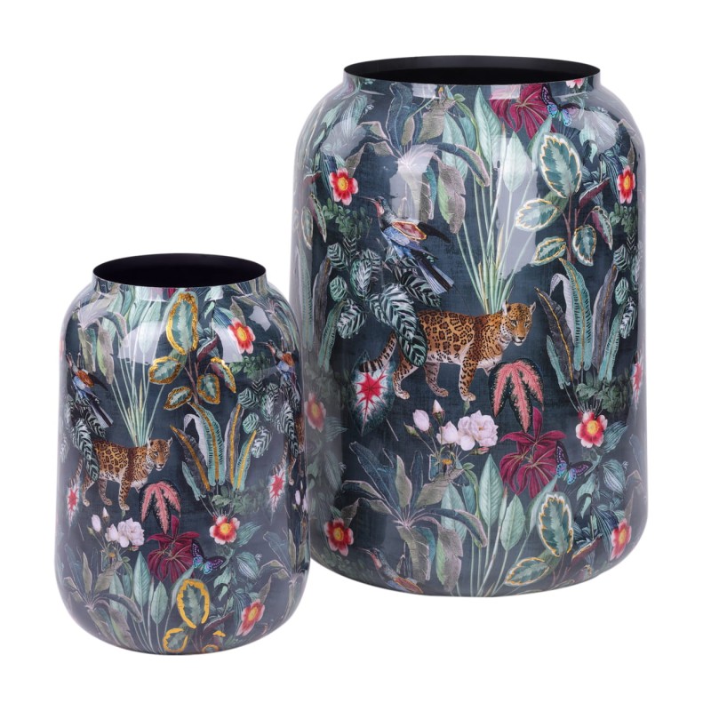 Donica dekoracyjna żelazna - wazon Tropic S 43 cm osłonka na doniczkę motywy dżungli