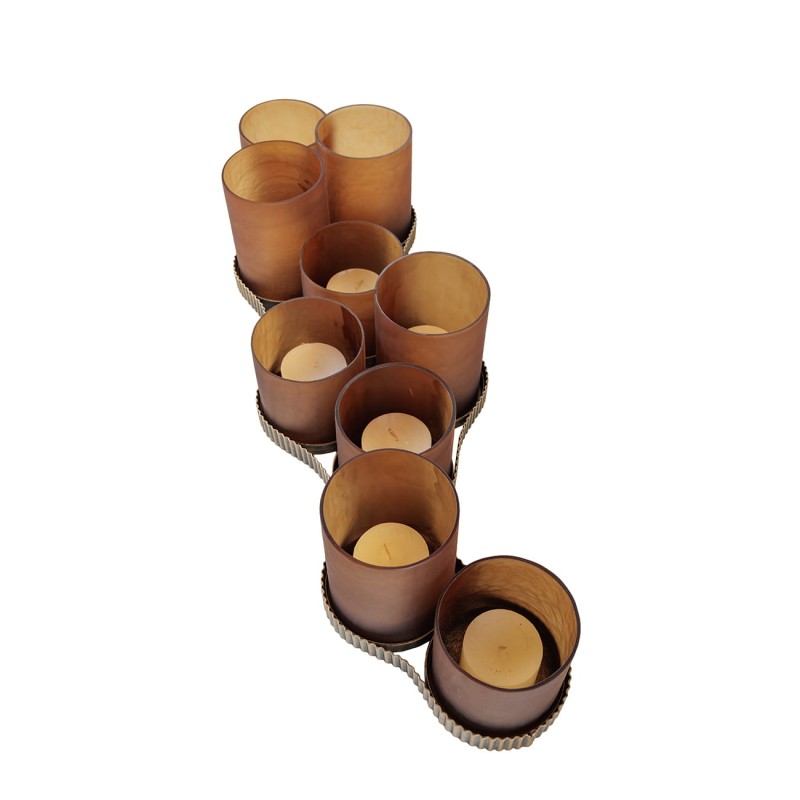 Świecznik Primrose Multi 61 cm dziewięć kloszy żelazna podstawa złoto i brąz