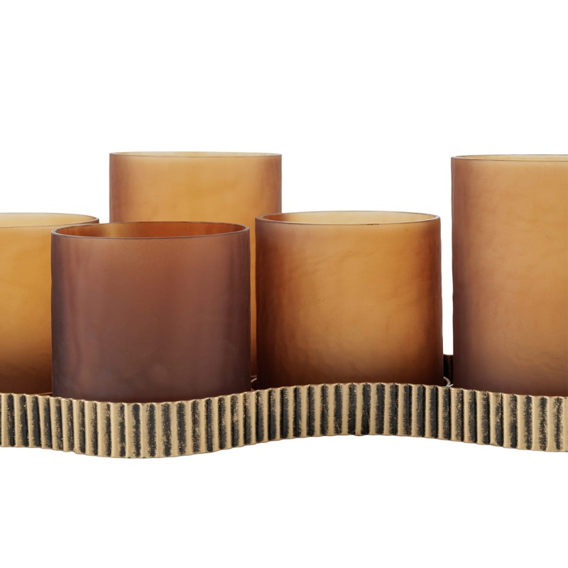 Świecznik Primrose Multi 61 cm dziewięć kloszy żelazna podstawa złoto i brąz