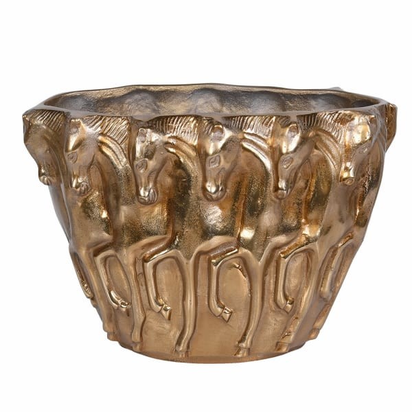 Waza Horse Aluminium 44 cm antyczny mosiądz wazon konie rzeźbione