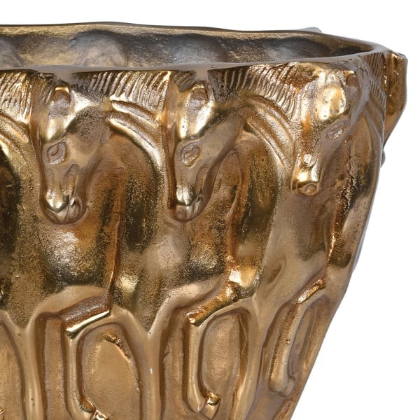 Waza Horse Aluminium 44 cm antyczny mosiądz wazon konie rzeźbione