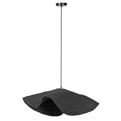 Lampa wisząca Chelsea Hat 80 cm – czarna lampa kapelusz z trawy morskiej 