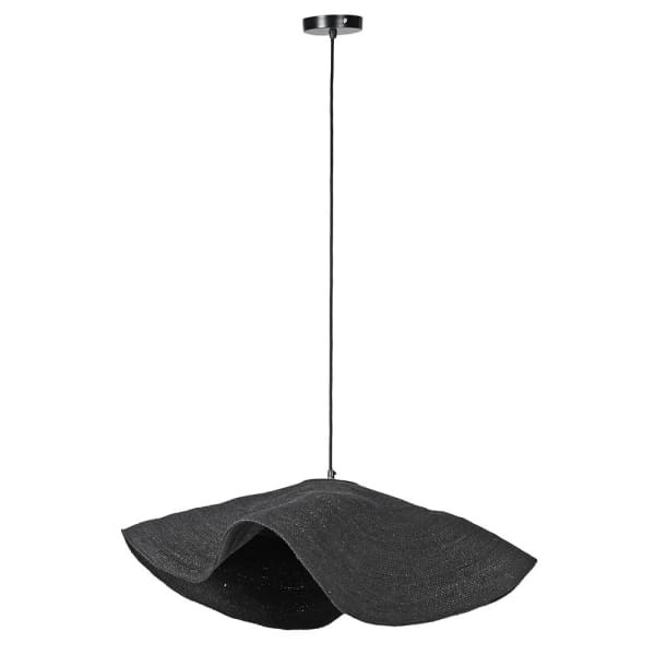 Lampa wisząca Chelsea Hat 80 cm – czarna lampa kapelusz z trawy morskiej