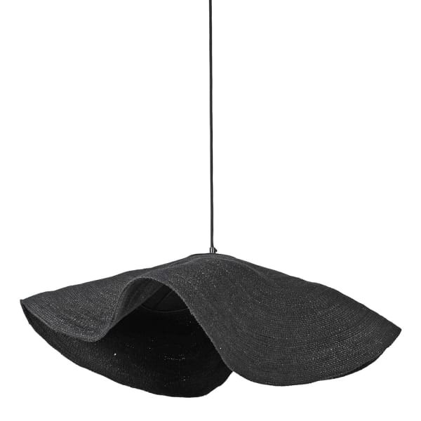 Lampa wisząca Chelsea Hat 80 cm – czarna lampa kapelusz z trawy morskiej