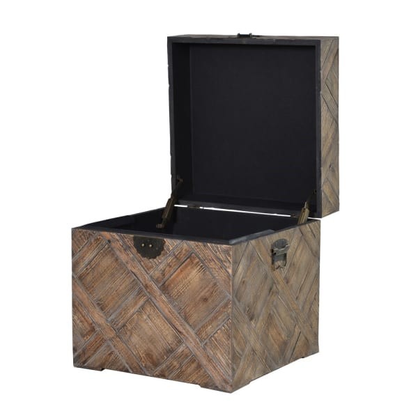 Drewniana skrzynia dekoracyjna Fir 49 cm - kufer dekoracyjny do przechowywania