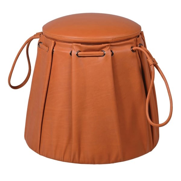 Brązowy puf skórzany Bag 52 cm ręcznie wykończony - puf ze schowkiem