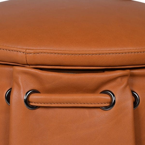Brązowy puf skórzany Bag 52 cm ręcznie wykończony - puf ze schowkiem