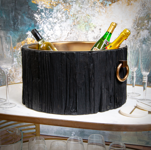 Duży cooler dekoracyjny Koa 50 cm drewniany cooler na szampana