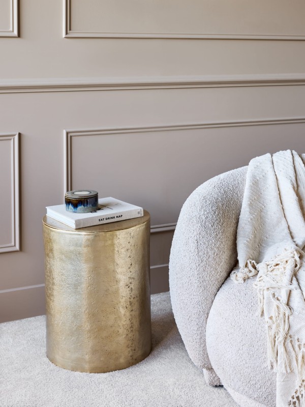 Okrągły stolik pomocniczy Golden 51 cm złote aluminium metalowy stolik do salonu