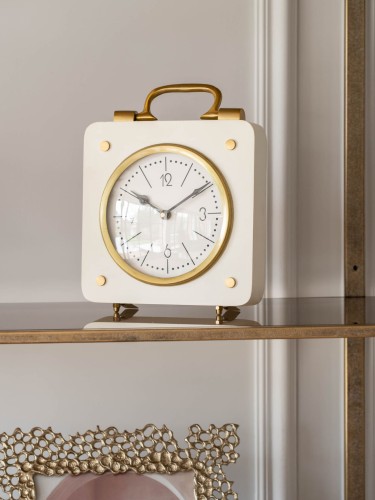 Zegar stołowy kominkowy Luxury Cream 26 cm styl retro krem i złoto