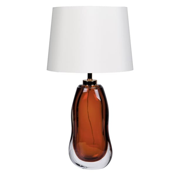Lampa stołowa Colours Orange 70 cm szklana podstawa lniany abażur