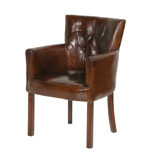 Krzesło skórzane Chester Leather brąz bawola skóra drewniane nogi
