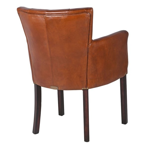 Krzesło skórzane Chester Leather brąz bawola skóra drewniane nogi