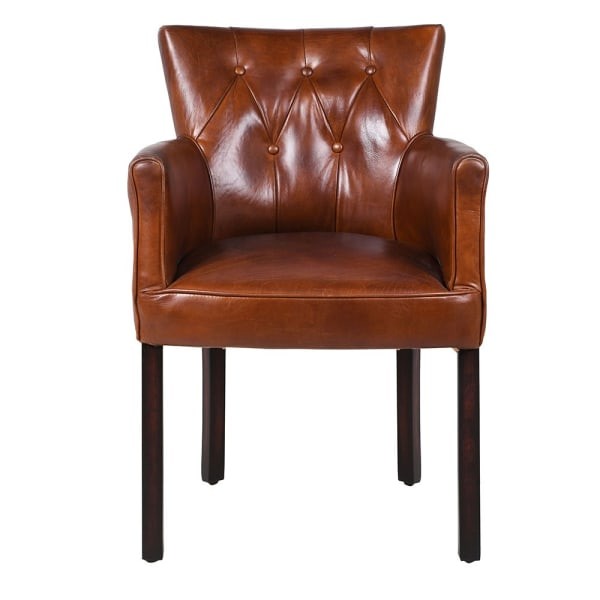 Krzesło skórzane Chester Leather brąz bawola skóra drewniane nogi