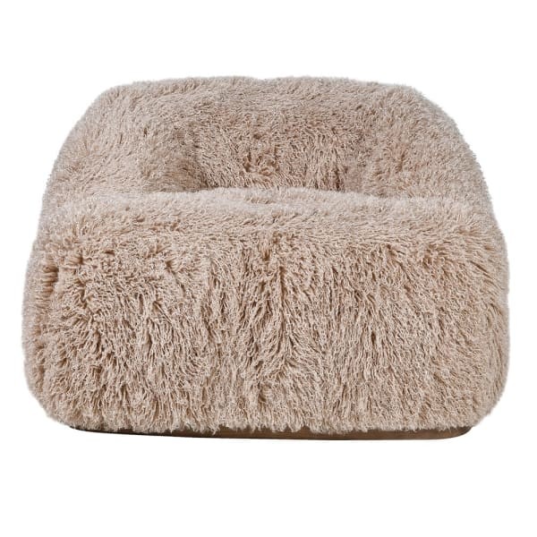Fotel Lyall Fluffy – beżowy fotel baranek 95 cm