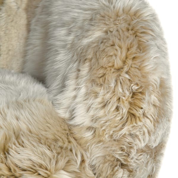 Sofa Lyall Sheepskin 215 cm dąb skóra owcza kanapa trzyosobowa