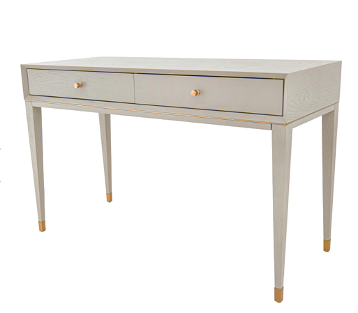 Szara toaletka Chesham Grey 120 cm dwie szuflady złote detale