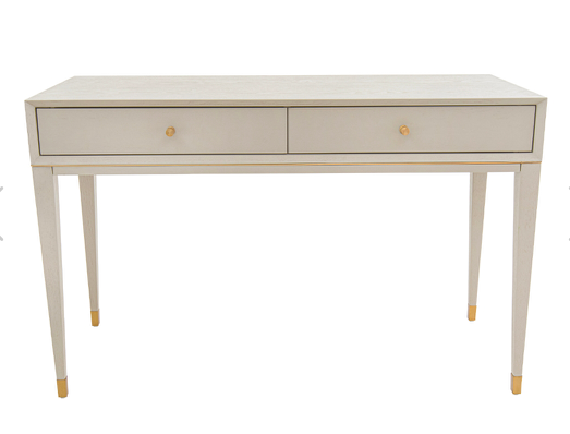 Szara toaletka Chesham Grey 120 cm dwie szuflady złote detale
