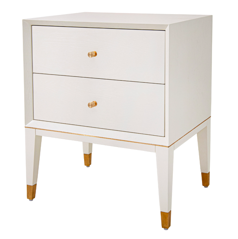 Szafka nocna Chesham White 60 cm dwie szuflady złote detale