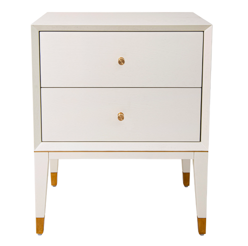 Szafka nocna Chesham White 60 cm dwie szuflady złote detale
