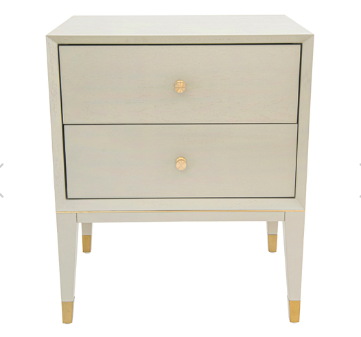 Szafka nocna Chesham Grey 60 cm dwie szuflady złote detale