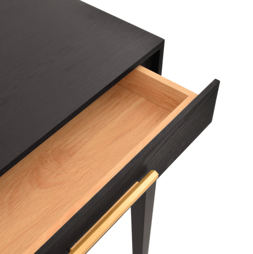 Czarna toaletka Boscobel 120 cm dwie szuflady złote detale