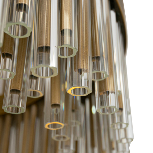 Żyrandol Colmar 80 cm średnicy antyczne złoto szklane rurki