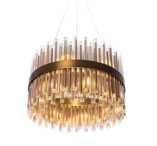 Żyrandol Colmar 60 cm średnicy antyczne złoto szklane rurki