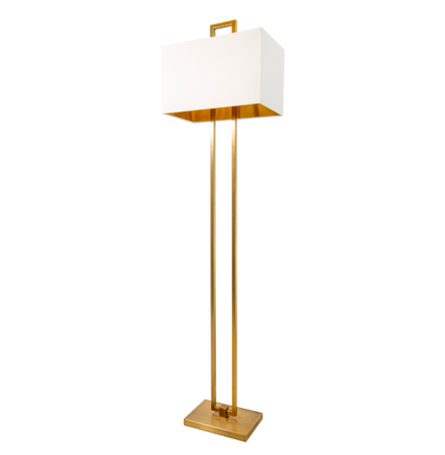 Złota lampa stojący Danby Royal 158 cm złota podstawa z białym abażurem