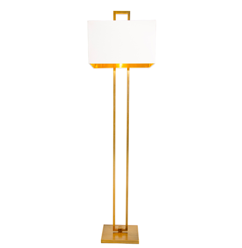 Złota lampa stojący Danby Royal 158 cm złota podstawa z białym abażurem