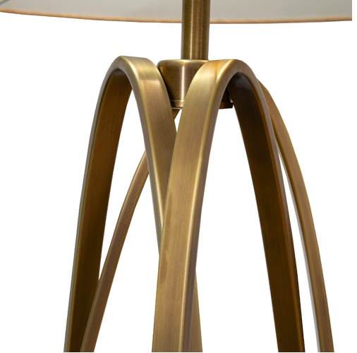 Elegancka lampa stojąca Brisa 156 cm mosiężna podstawa beżowy abażur