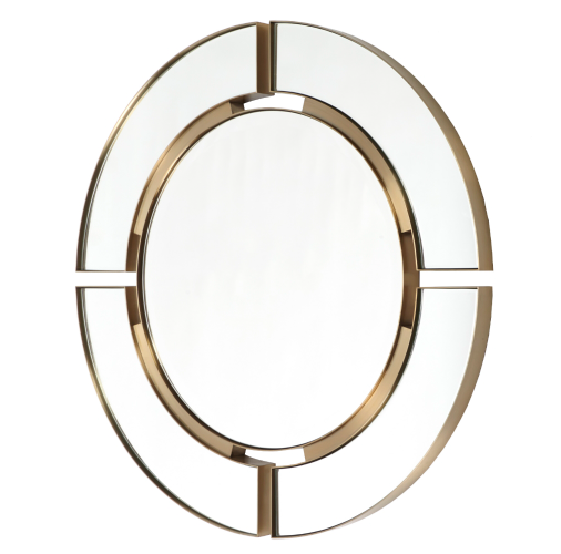 Duże lustro zdobione Claridge okrągłe 91 cm styl art deco detale mosiądz