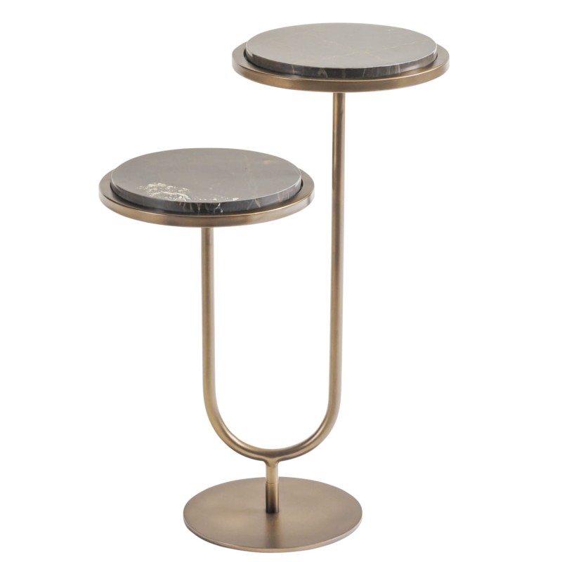 Złoty podwójny stolik marmurowy Double Italian Royal Gold 59 cm - marmur Italian Royal Gold dwa blaty