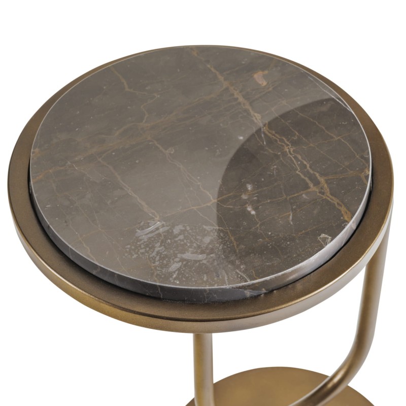 Złoty podwójny stolik marmurowy Double Italian Royal Gold 59 cm - marmur Italian Royal Gold dwa blaty