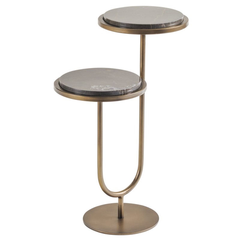 Złoty podwójny stolik marmurowy Double Italian Royal Gold 59 cm - marmur Italian Royal Gold dwa blaty