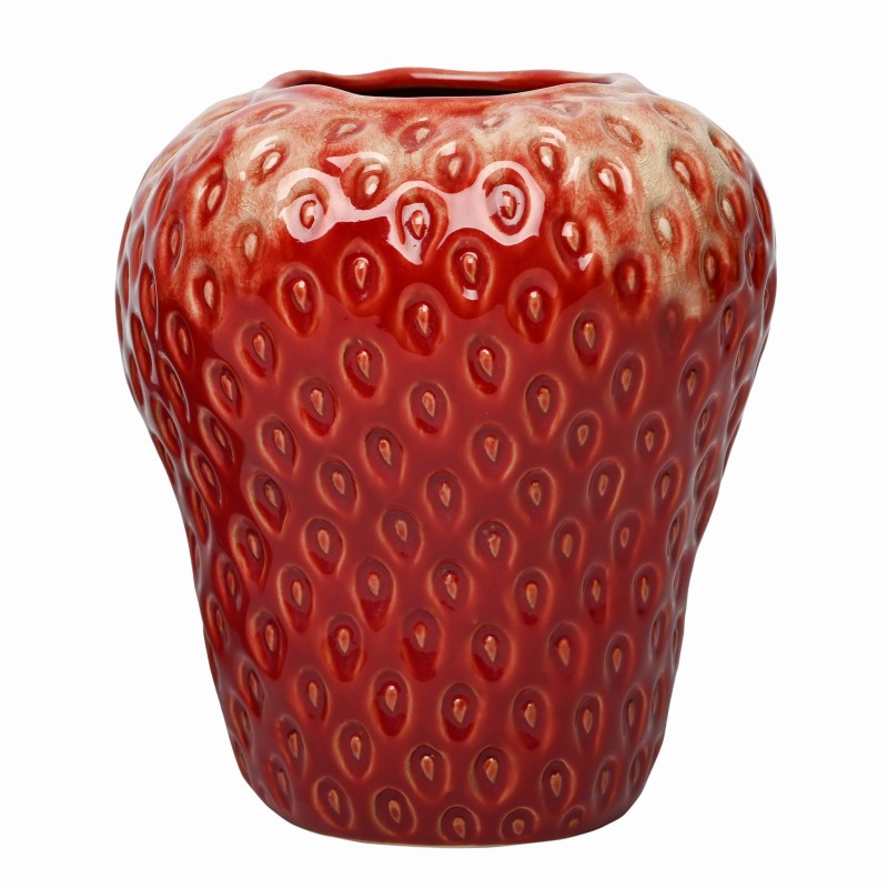 Wazon ceramiczny Berry L 21 cm czerwony wazon na stół truskawka