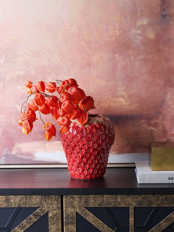 Wazon ceramiczny Berry L 21 cm czerwony wazon na stół truskawka