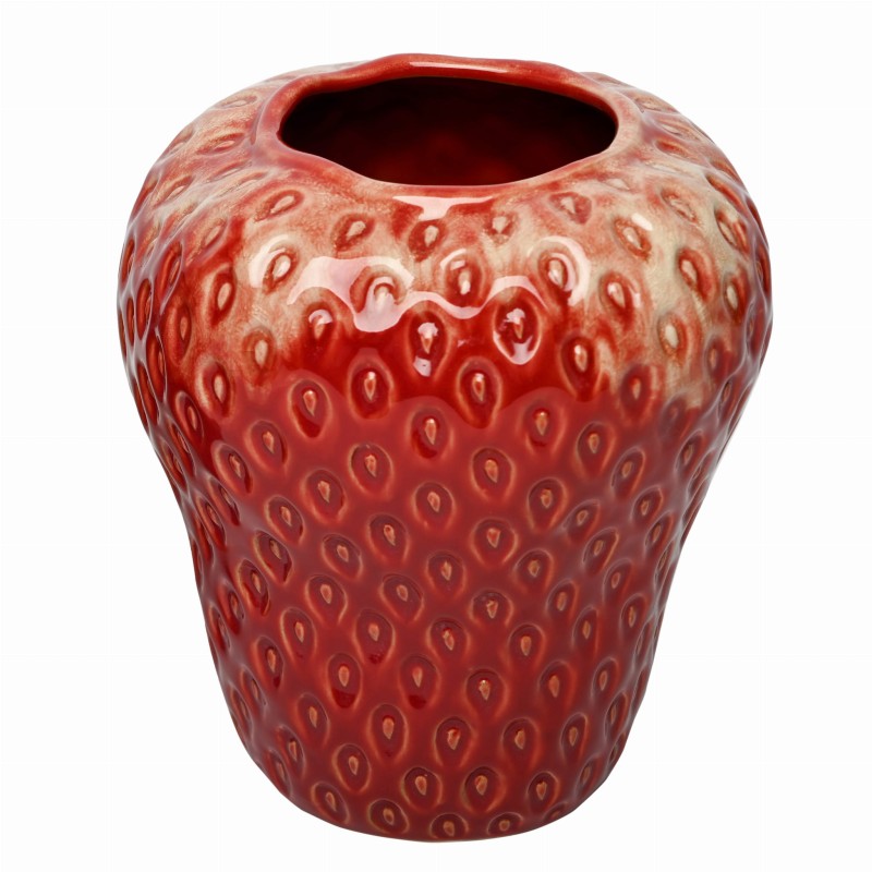 Wazon ceramiczny Berry L 21 cm czerwony wazon na stół truskawka