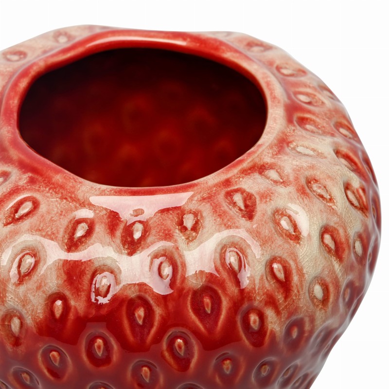 Wazon ceramiczny Berry L 21 cm czerwony wazon na stół truskawka