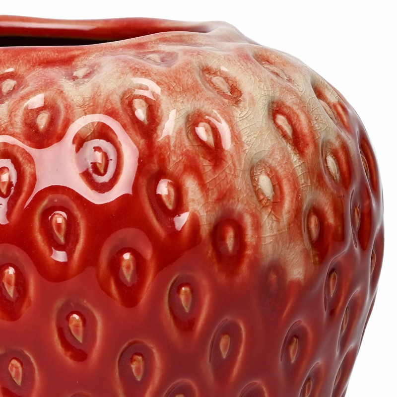 Wazon ceramiczny Berry L 21 cm czerwony wazon na stół truskawka