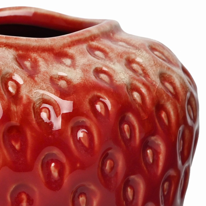 Wazon ceramiczny Berry M 17 cm czerwony wazon na stół truskawka