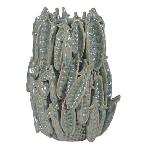 Wazon ceramiczny Peas 34 cm zielony wazon dekoracyjny groszek cukrowy