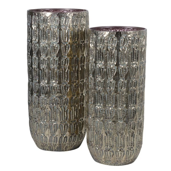 Dwa żelazne wazy dekoracyjne 102 i 92 cm złote wazony na podłogę