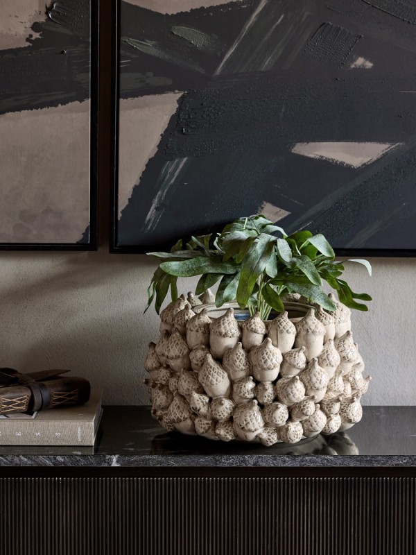 Kremowa dekoracyjna osłonka ceramiczna Acorn