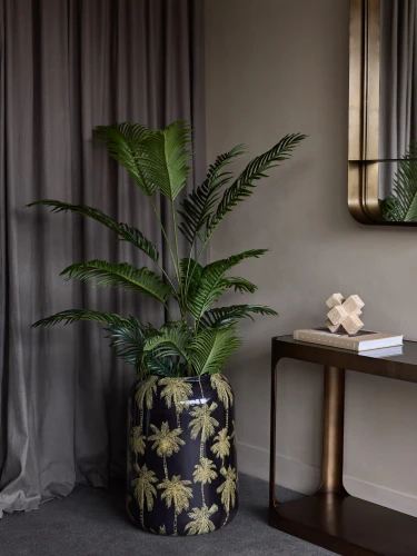 Donica dekoracyjna żelazna - wazon Palm 62 cm donica metalowa czerń i złoto 