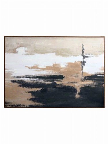 Obraz Rise 140x100 cm abstrakcja - nowoczesny obraz do salonu beż czerń