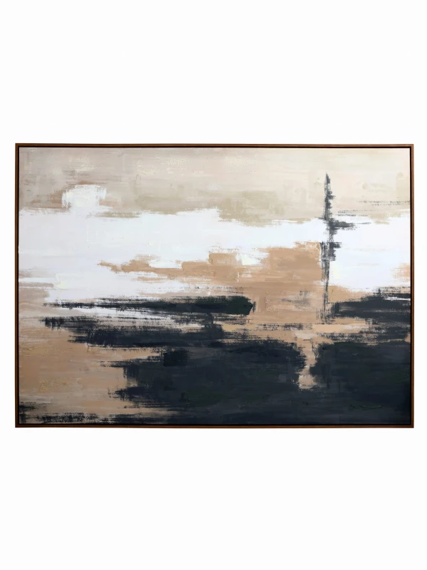 Obraz abstrakcyjny Rise 140 × 100 cm w beżu i czerni