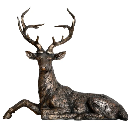 Rzeźba Lying Deer Bronze 82,5 cm – leżący jeleń z poliresinu